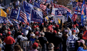 Thousands of people celebrate on Saturday, November 7 in New York City and across the country when Biden is declared the winner. Image Credit: Chang W. Lee/New York Times