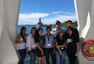 High school students exploring Pearl Harbor on Asia Pacific program in Hawaii