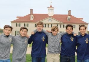 Middle School boys learning at Mount Vernon on Founding of a Nation Program