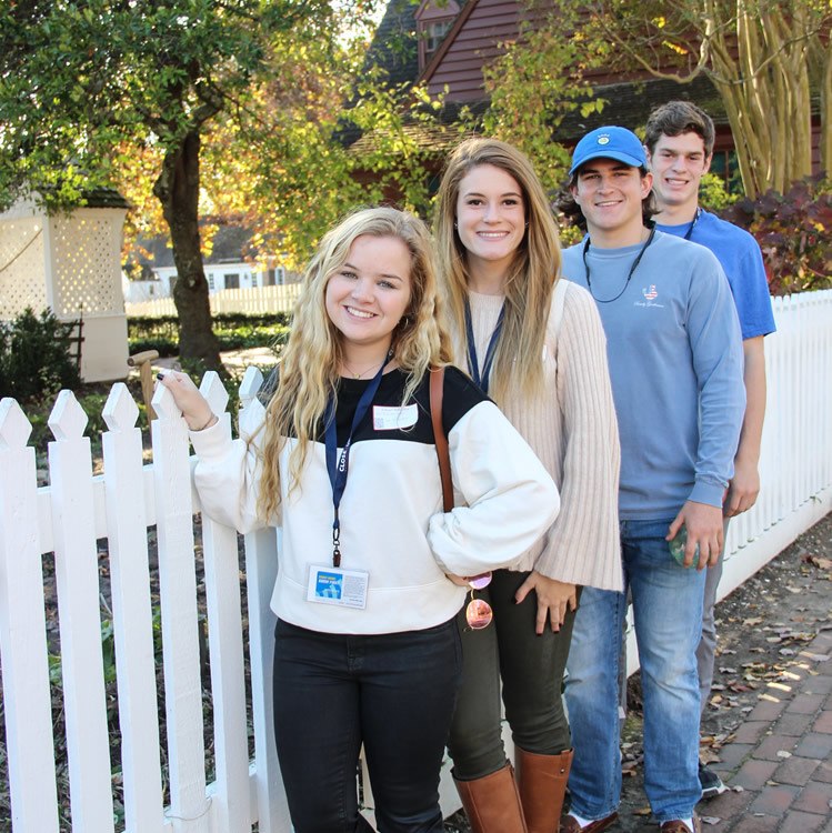 High school students learning about American history in Williamsburg Virginia