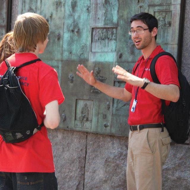instructor teaching at FDR memorial