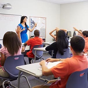 teacher teaching in classroom