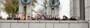 Students at WWII memorial DC