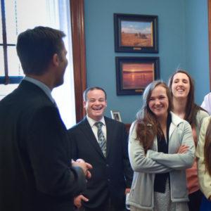 Ben Sasse talking with students