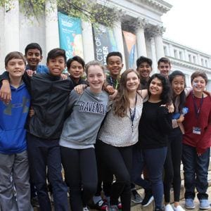Middle school students at Smithsonian National History Museum in Washington, DC