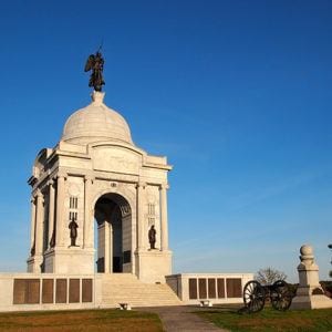 Monument on battlefield of Gettysburg, PA
